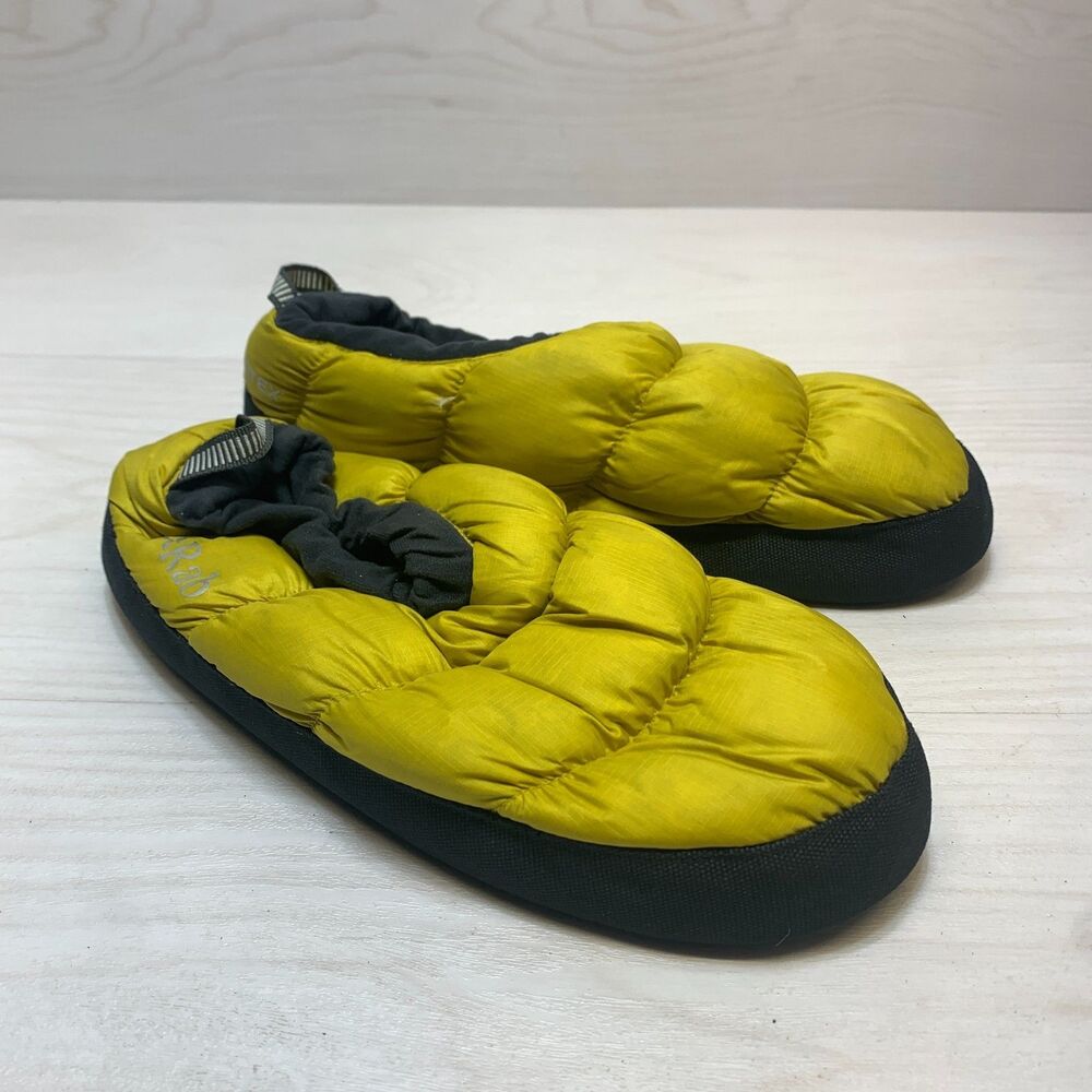 Rab Down Hut Slippers Kids sz 4-5 Yellow Insulated Puffy‎ Camping Pertex Quantum
